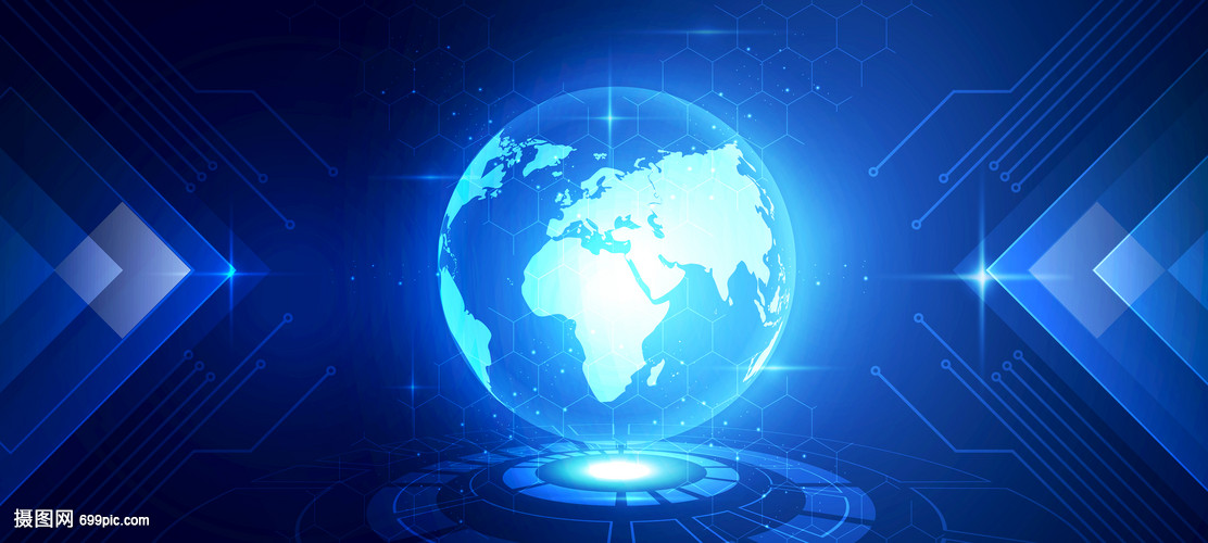 科技地球線條信息技術(shù)藍色背景